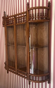 lot 9 image: Antique Walnut Stick and Ball Wall Curio Cabinet