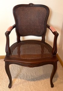 lot 17 image: Vintage Cane Back Chair with Removable Seat Cushion