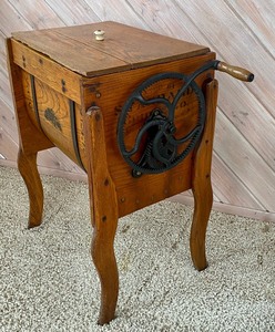 lot 150 image: Vintage Floor Standing Standard Churn Company Wooden Churn with Metal Crank