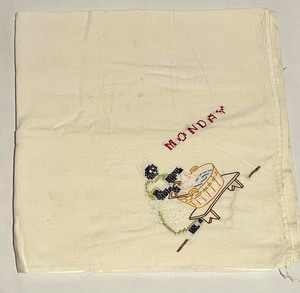 lot 321 image: Vintage Embroidered Tea Towels and Cute Cloth Doll
