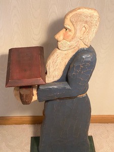 lot 128 image: Hand Carved Noah and His Ark Serving Figurine