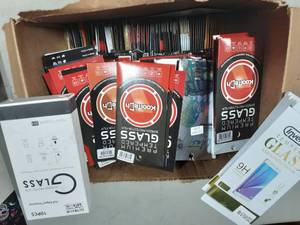 Box Lot Of Over 100 Assorted Glass Screen Protectors