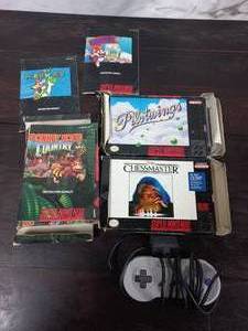 SNES Controller & Two Games Chessmaster & PilotWings
