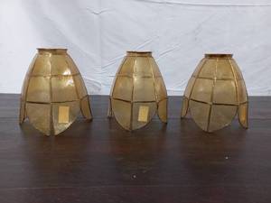 3 Small Vintage MCM Capiz Shell Lamp Shade