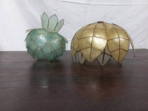 2 Medium Vintage MCM Capiz Shell Lamp Shade