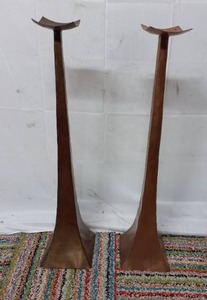 Pair of Tall Metal Candlestick Stands
