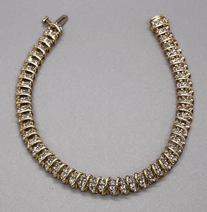lot 23 image: 18K Gold over Sterling Silver Bracelet with Diamond Accents