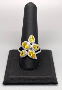 lot 35 image: JCL Sterling Silver Ring with Bright Yellow Cubic Zirconia