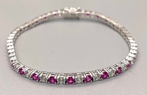 lot 48 image: Sterling Silver Bracelet with Cubic Zirconia Stones