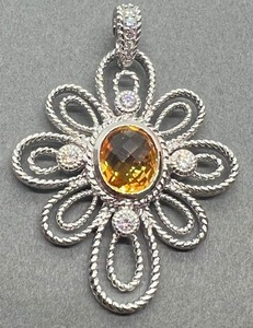 lot 8 image: Dazzling Judith Ripka Sterling and Cubic Zirconia Citrine Pendant