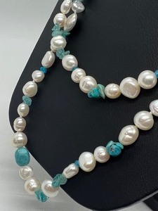 lot 63 image: Freshwater Pearl and Turquoise Beaded Necklace