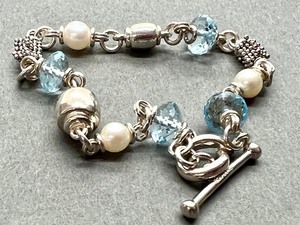 lot 68 image: Michael Dawkins Sterling, Topaz and Pearl Bracelet