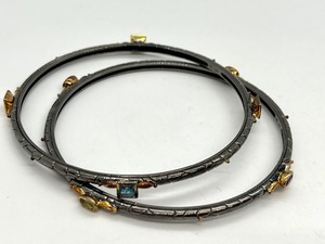 lot 77 image: Two Sterling Silver & Multi-Stone Bangles
