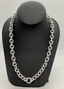 lot 85 image: Judith Ripka Sterling Silver 925 Heavy Rolo Cable Link Chain Necklace