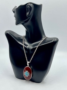 lot 91 image: Sterling, Sardonyx and Turquoise Necklace by Finora