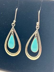 lot 92 image: Sterling and Turquoise Earrings