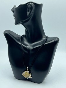 lot 97 image: Agate, Onyx and Sterling Fish Pendant by Whitney Kelly