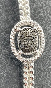 lot 152 image: Stunning Sterling Silver Bangle Bracelet with Diamond Accents