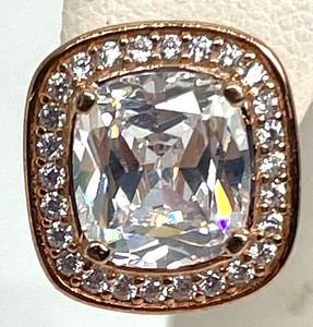 lot 155 image: Elegant Sterling Silver Rose Gold Plated Cubic Zirconia Earrings