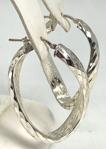 lot 164 image: Glistening Sterling Silver Curved Hoop Earrings