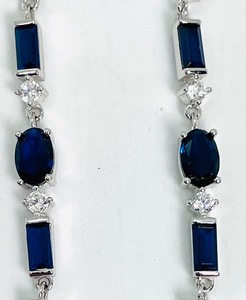 lot 172 image: Dazzling Sterling Silver Dangle Earrings with Synthetic Sapphire Stones
