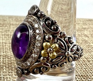 lot 216 image: Barbara Bixby 18k and Sterling Amethyst Ring