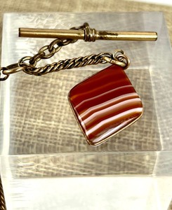 lot 211 image: Vintage J.F. S. Agate Watch Fob Chain