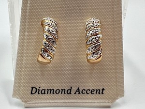 lot 130 image: Sterling Gold Plated Diamond Accent Earrings