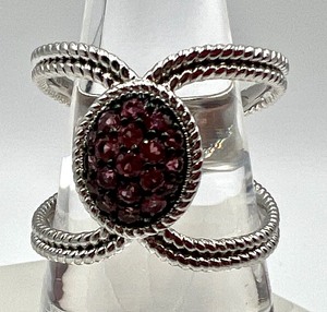lot 132 image: Sterling Silver Braided Design Ring with Pink Cubic Zirconia