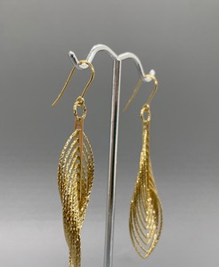 lot 204 image: Intricately Detailed Gold Plated Sterling Silver Dangle Earrings