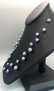 lot 180 image: Honora Lavender Dyed Freshwater Pearl Double Strand Necklace with Stainless Steel Clasp