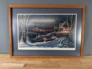 lot 80 image: Signed Terry Redlin Framed and Matted Family Traditions Winter Scene Art Print K