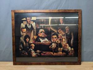 lot 100 image: Okeefe Prints LaFamiglia A Tribute to The Godfather Canvas Art Framed Print, 30 x 24  K