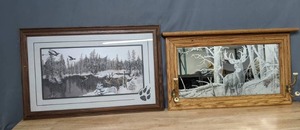 lot 106 image: Beautiful Deer Photo and Deer Mirror Framed Wall Decoration K