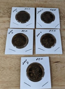 lot 127 image: Four 2000D Minted and One 2004P Minted Sacagawea Dollar Coins K