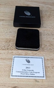 lot 57 image: 2013 5-Star General Silver Proof Dollar Eisenhower and Marshall Coins K