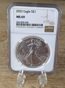 lot 31 image: 2022-W 1 oz Proof American Silver Eagle Coin NGC MS 69 R