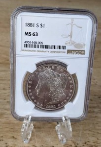 lot 6 image: 1881-S Morgan Silver Dollar Coin NGC MS63 K