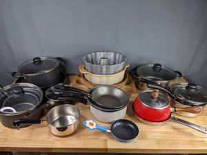 lot 273 image: A Collection of Various Pots and Pans  M