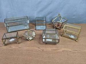 lot 258 image: Set of Seven Metal Framed Clear Boxes  M