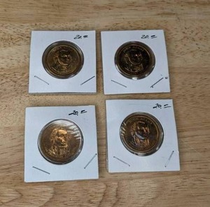 lot 89 image: Set of (4) 2007 John Adams Presidential Golden Dollar Coins K