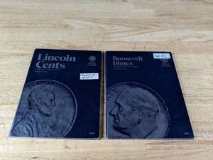 lot 76 image: Lincoln Cents Collection 1941-1974 Number Two and Roosevelt Dimes Collection Starting 1965 Number 2 Whitman Coin Folders K