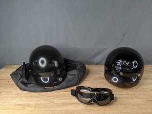 lot 737 image: Two Black Size Small Motorcycle Helmets and Black Googles M