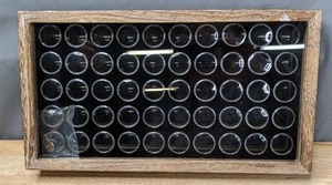lot 97A image: Wooden Locking Coin Display Case with Individual Coin Holders  K