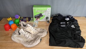 lot 474 image: Assorted Items for the Home Games, Adidas Shoes, and Hoodie, Michael Kors Polo E