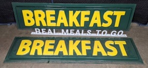 lot 460 image: Pair of BREAKFAST Signs and a Real Meals To Go Sign  E