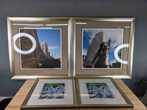 lot 490 image: Set of Four Wall Art Pieces Including Two Floral Pictures and Marys Toss and Sweeping Arches by D. Kahler   N