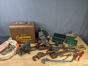 lot 110 image: Assortment of Tools, Adjustable Wrench, Screws, Wen All Saw Model 909 and More K