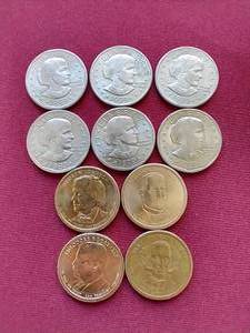 lot 5 image: (10) $1 Coins - Susan B Anthony & Presidential