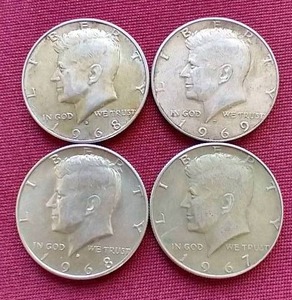 lot 9 image: (4) 40% Silver Kennedy Half Dollars